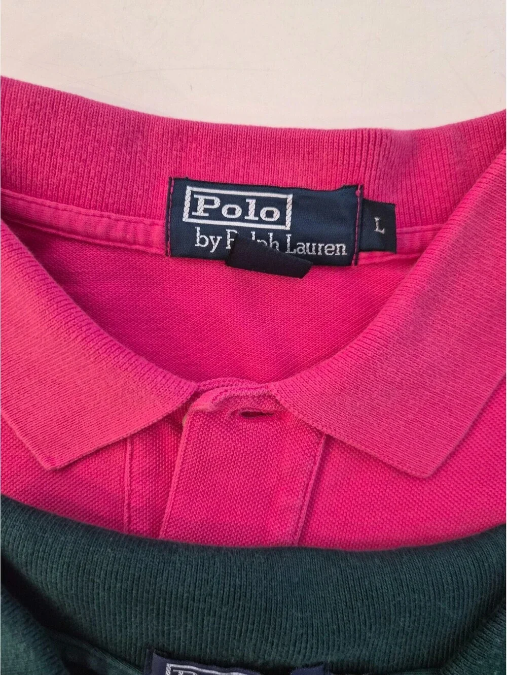 Polo Ralph Lauren Mens Polo Shirt Bundle Size L Orange Green Pink Cotton Lot 3